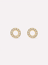 Solid Yellow Gold - Diamond Circle Studs