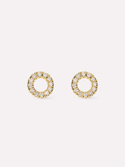 Solid Yellow Gold - Diamond Circle Studs