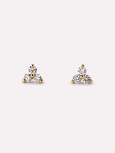 Gold Stud Earrings - Diamond Trefoil Studs