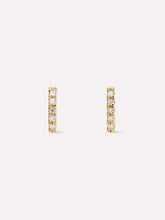 Gold Stud Earrings - Pave Diamond Bar Studs