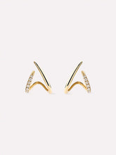 Solid Yellow Gold - Diamond Aurora Huggie Studs