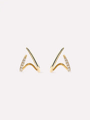 Solid Yellow Gold - Diamond Aurora Huggie Studs