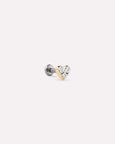 Solid Yellow Gold - Diamond Heart Flatback Single Stud
