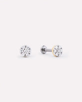 Solid Yellow Gold - Diamond Circle Flatback Studs