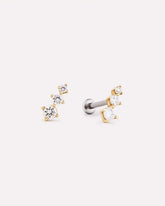 Solid Yellow Gold - Diamond Crawler Flatback Studs