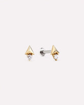 Solid Yellow Gold - Diamond Pyramid Flatback Studs