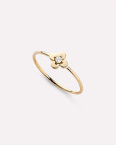 Solid Yellow Gold - Mini Diamond Flower Ring