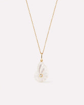 Solid Yellow Gold - Mother of Pearl Shell Necklace