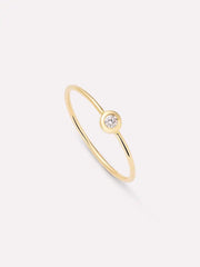 Solid Yellow Gold - Solo Diamond Stacking Ring