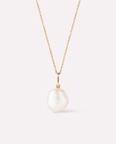 Solid Yellow Gold - Organic Pearl Necklace