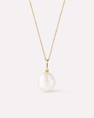 Solid Yellow Gold - Organic Pearl Necklace