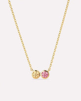 Solid Yellow Gold - 2 Stone Birthstone Necklace