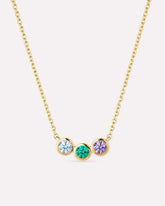 Solid Yellow Gold - 3 Stone Birthstone Necklace