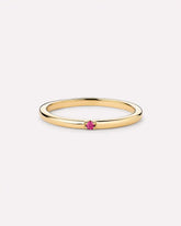 Solid Yellow Gold - Solo Birthstone Ring