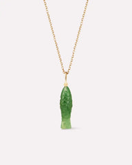 Solid Yellow Gold - Gemstone Fish Necklace