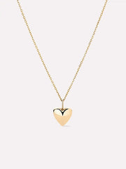 Solid Yellow Gold - Medium Heart Charm Necklace