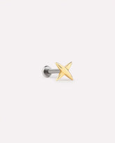 Solid Yellow Gold - X Flatback Single Stud