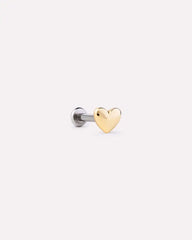 Solid Yellow Gold - Heart Flatback Single Stud