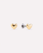 Solid Yellow Gold - Heart Flatback Studs