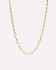 Solid Yellow Gold - Large Paperclip Necklace