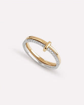 Solid Yellow Gold - Duo Diamond Link Ring