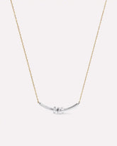 Solid Yellow Gold - Diamond Links Bar Necklace