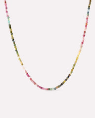 Solid Yellow Gold - Tourmaline Beaded Necklace