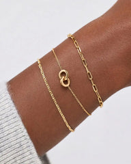 Solid Yellow Gold - Duo Links Bracelet