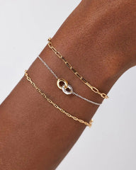 Solid White Gold - Duo Links Bracelet