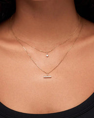 Solid Yellow Gold - Diamond Toggle Charm Necklace