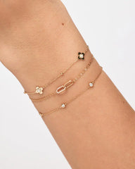 Solid Yellow Gold - Mini Flower Station Bracelet