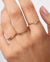 Solid Yellow Gold - Mini Diamond Flower Ring