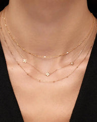 Solid Yellow Gold - Mini Flower Station Necklace