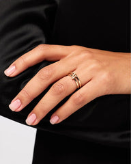 Solid Yellow Gold - Double Diamond Link Ring
