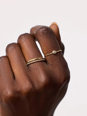 Solid Yellow Gold - Solo Diamond Stacking Ring