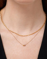 Solid Yellow Gold - 2 Stone Birthstone Necklace