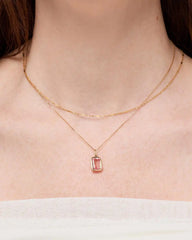 Solid Yellow Gold - Light Pink Sapphire Spritz Necklace