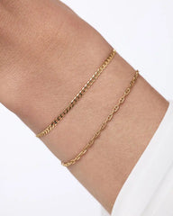 Solid Yellow Gold - Mini Curb Chain Bracelet