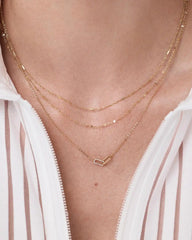 Solid Yellow Gold - Sparkle Link Chain Necklace