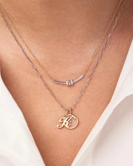 Solid Yellow Gold - Diamond Links Bar Necklace