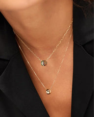 Solid Yellow Gold - Luna Charm Necklace