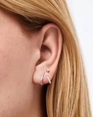 Solid White Gold - Diamond Aurora Huggie Studs