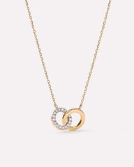 Solid Yellow Gold - Duo Links Diamond Necklace