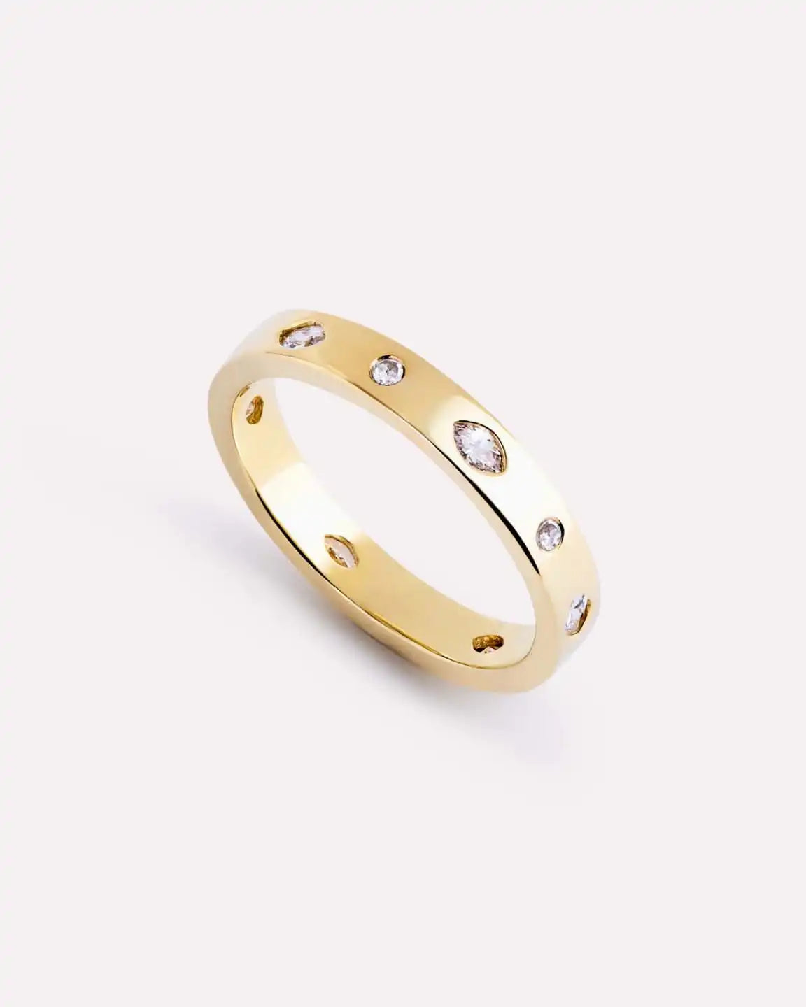 Gold Band Ring - Selena Marquise Ring