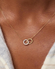 Solid Yellow Gold - Duo Links Diamond Necklace