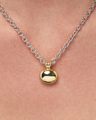 Pendant Necklace - Pebble Statement Two Tone