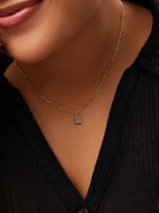 Gold Pendant - Square Floating Diamond Charm