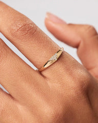 Solid Yellow Gold - Trillion Diamond Signet Ring