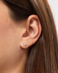 Solid Yellow Gold - Diamond Heart Studs