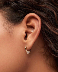 Solid Yellow Gold - Trillion Diamond Hoops